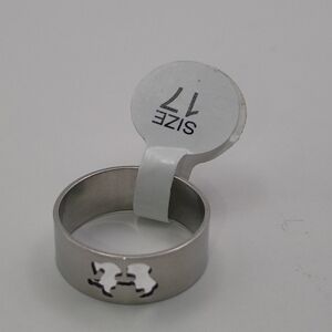 Stainless Steel Alloy Silver Boy And Girl Engraved Band Ring U.S Size 8.5